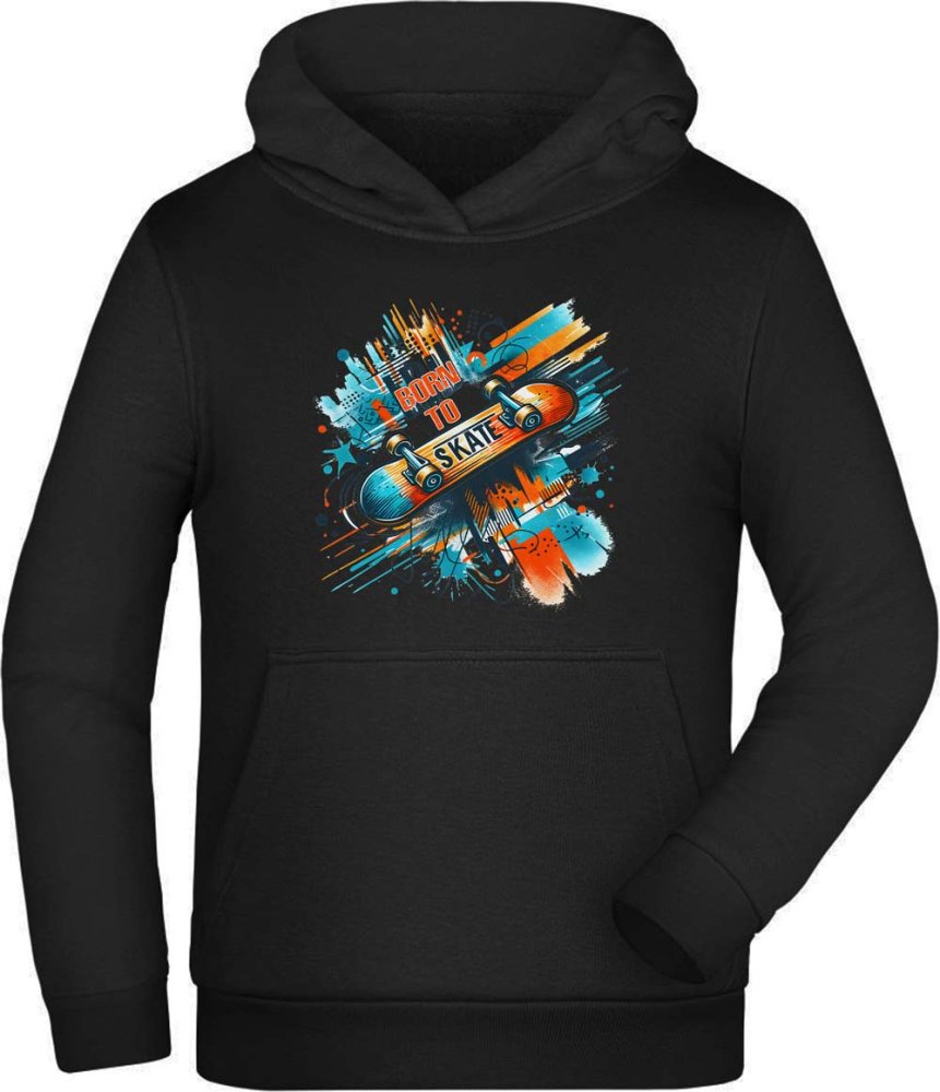 Skater Hoodie Kids Hooded Sweater - Born to Skate Lettering i534